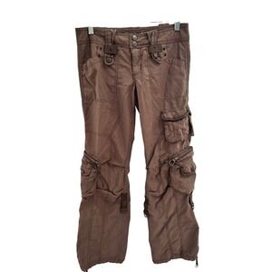 Nori Womens Brown Utility Cargo Pants Y2K Gorpcore Multi Pocket Size 8